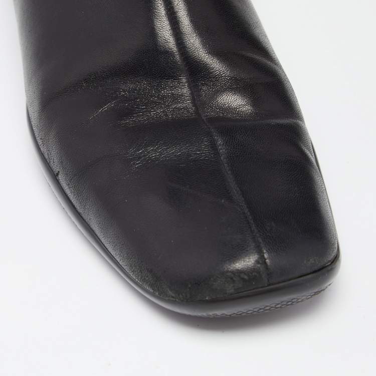 Pre Owned Prada Sport Black Leather Calzature Donna Calf Length Boots Size 37.5