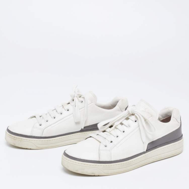 Pre Owned Prada Sport White/Grey Leather Low-Top Sneakers Size 39.5