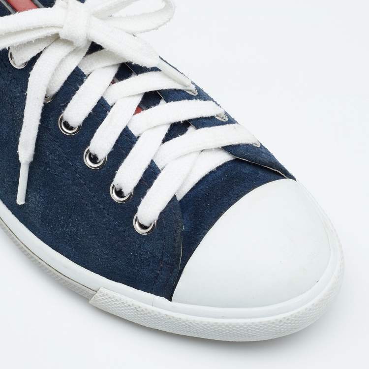 Pre Owned Prada Sport Navy Blue Suede Low Top Sneakers Size 38