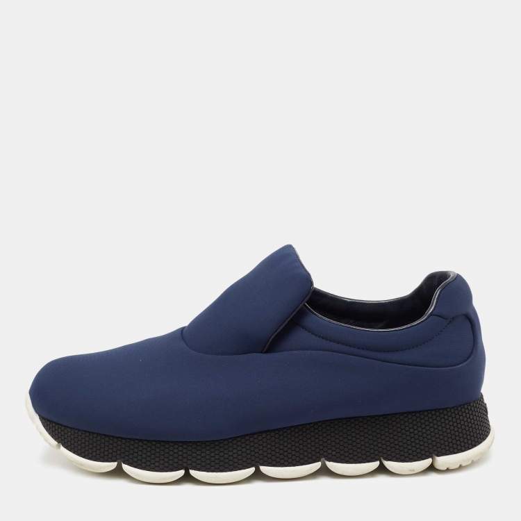 Pre Owned Prada Sport Blue Nylon Slip On Sneakers Size 40.5