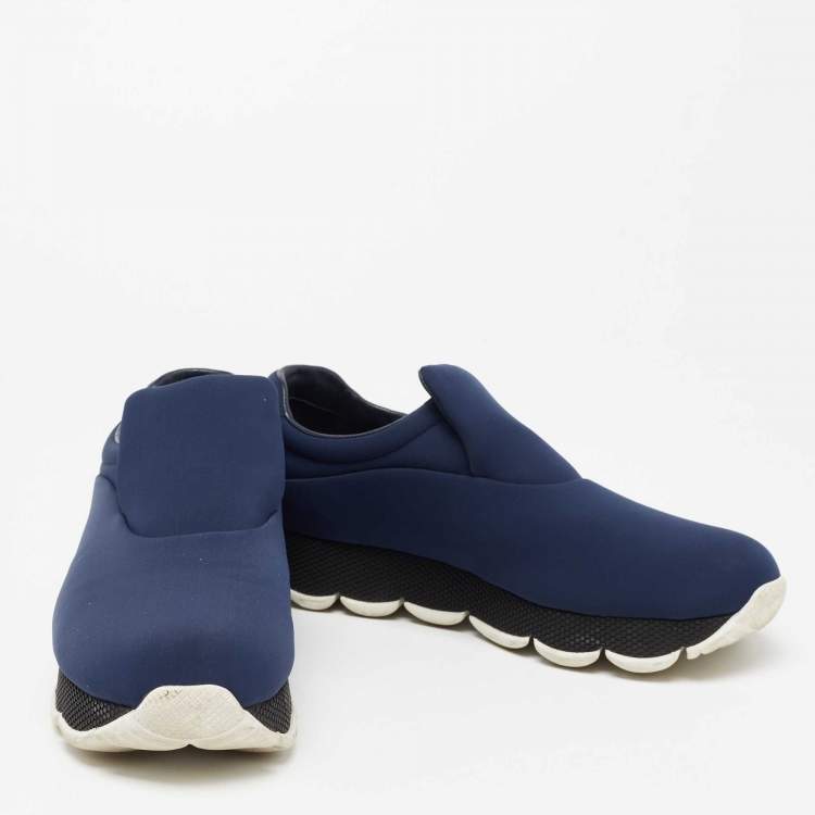 Pre Owned Prada Sport Blue Nylon Slip On Sneakers Size 40.5