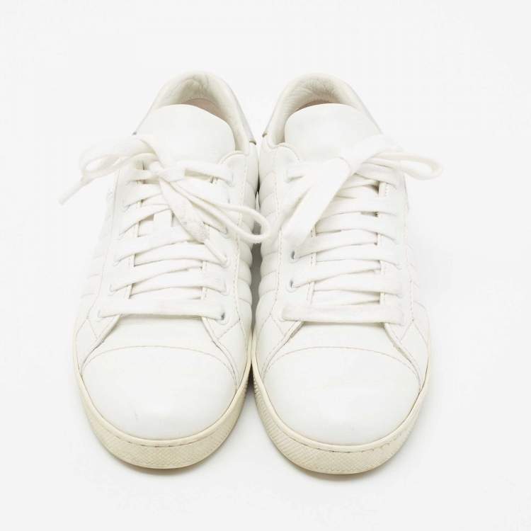 Pre Owned Prada Sport White Leather Low-Top Sneakers Size 36