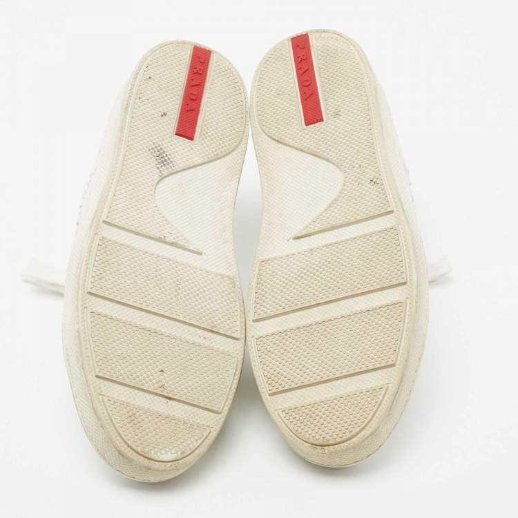 Pre Owned Prada Sport White Leather Low-Top Sneakers Size 36