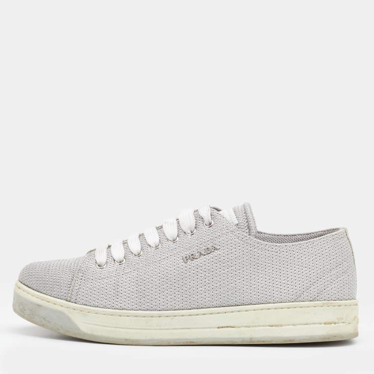 Pre Owned Prada Sport Silver Fabric Low Top Sneakers Size 39