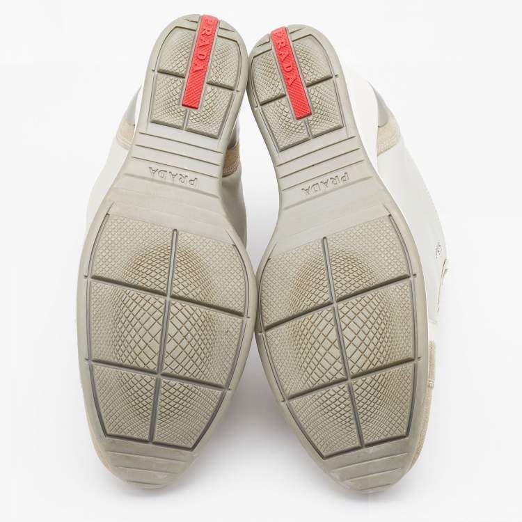 Pre Owned Prada Sport Tricolor Nylon and Suede Wedge Sneakers Size 38