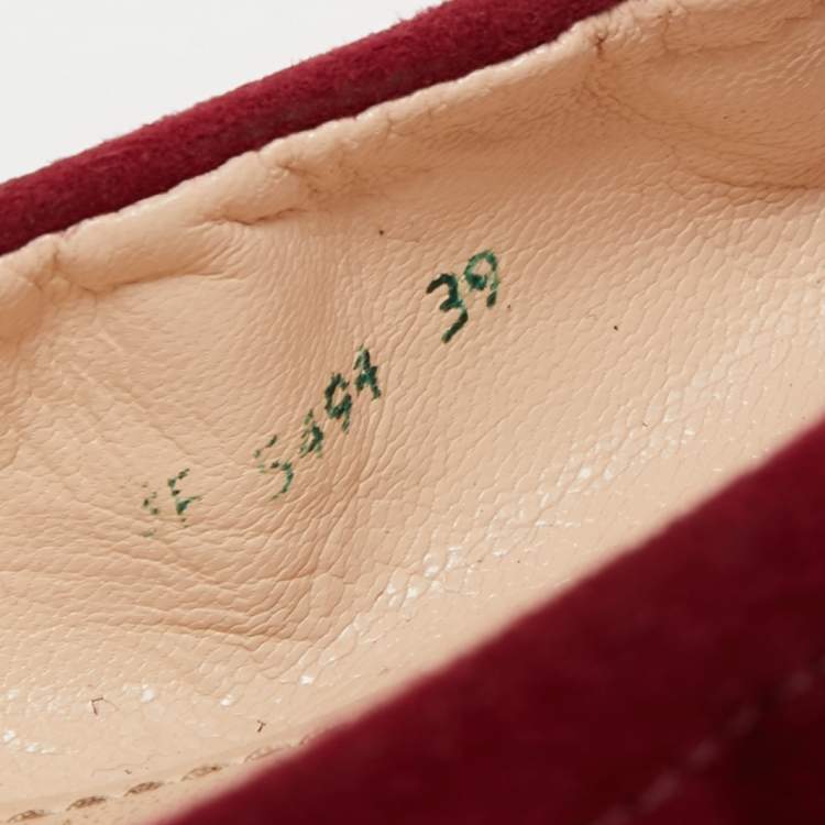 Pre Owned Prada Sport Red Suede Bow Ballet Flats Size 39