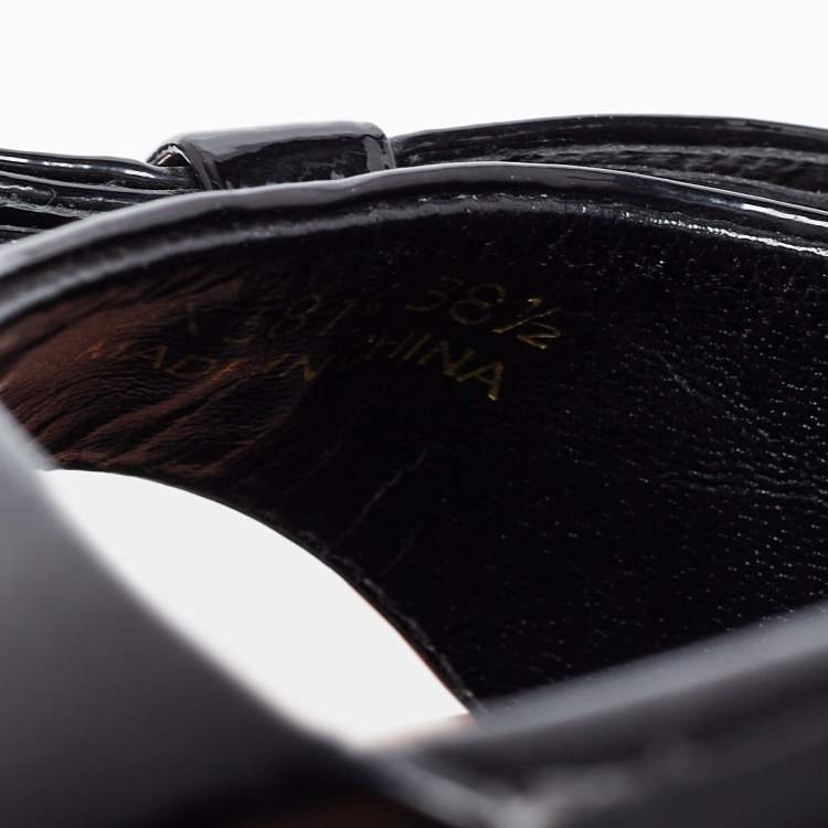 Pre Owned Prada Sport Black Patent Leather Bow Flat Slides Size 38.5