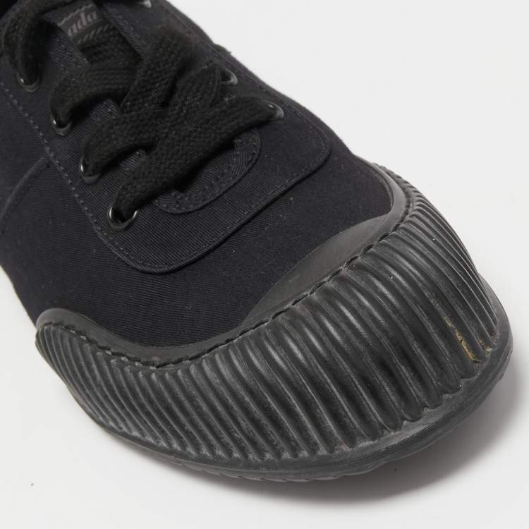 Pre Owned Prada Sport Black Canvas and Rubber Low Top Sneakers Size 37.5