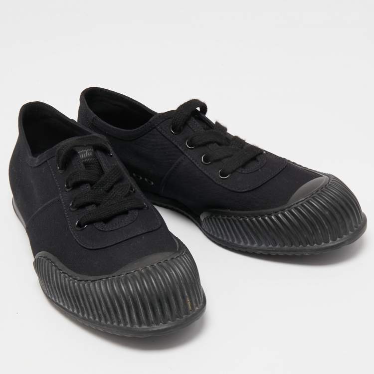 Pre Owned Prada Sport Black Canvas and Rubber Low Top Sneakers Size 37.5