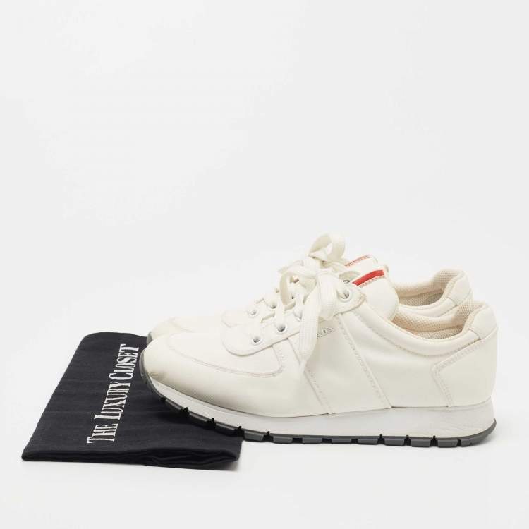 Pre Owned Prada Sport Off White Canvas Low Top Sneakers Size 36.5