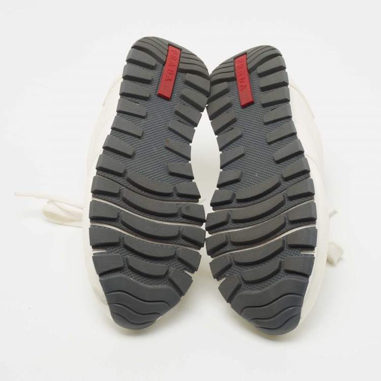 Pre Owned Prada Sport Off White Canvas Low Top Sneakers Size 36.5