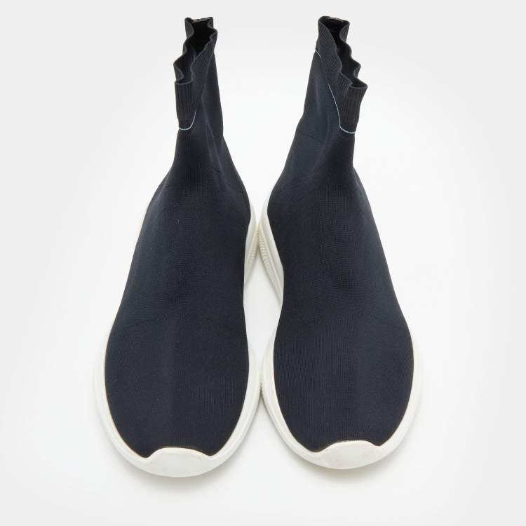 Pre Owned Prada Sport Black Stretch Knit Slip On Sneakers Size 38