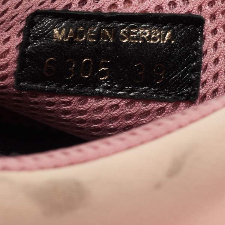 Pre Owned Prada Sport Black/Pink Leather and Neoprene Cut Out Low Top Sneakers Size 39