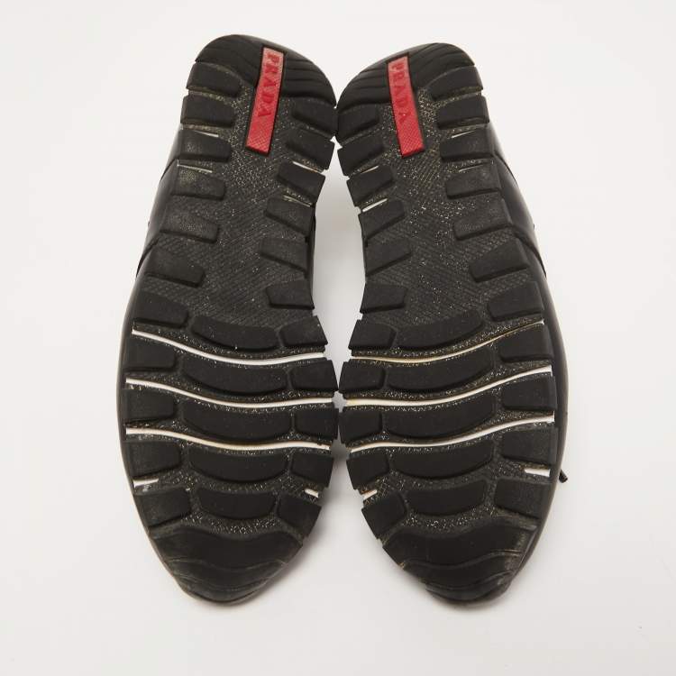 Pre Owned Prada Sport Black Leather Low Top Sneakers Size 38