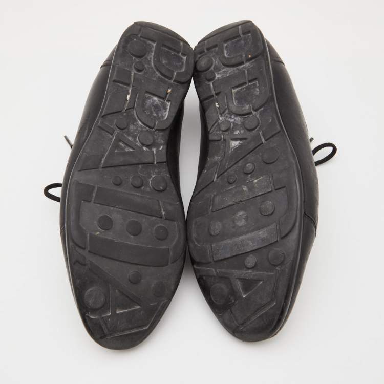 Pre Owned Prada Sport Black Leather Low Top Sneakers Size 41