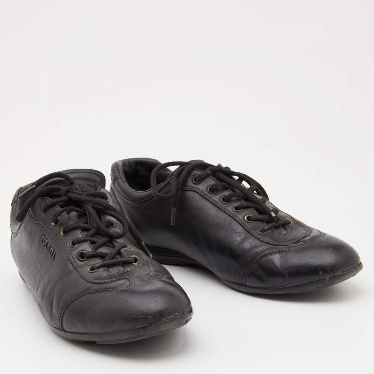 Pre Owned Prada Sport Black Leather Low Top Sneakers Size 41