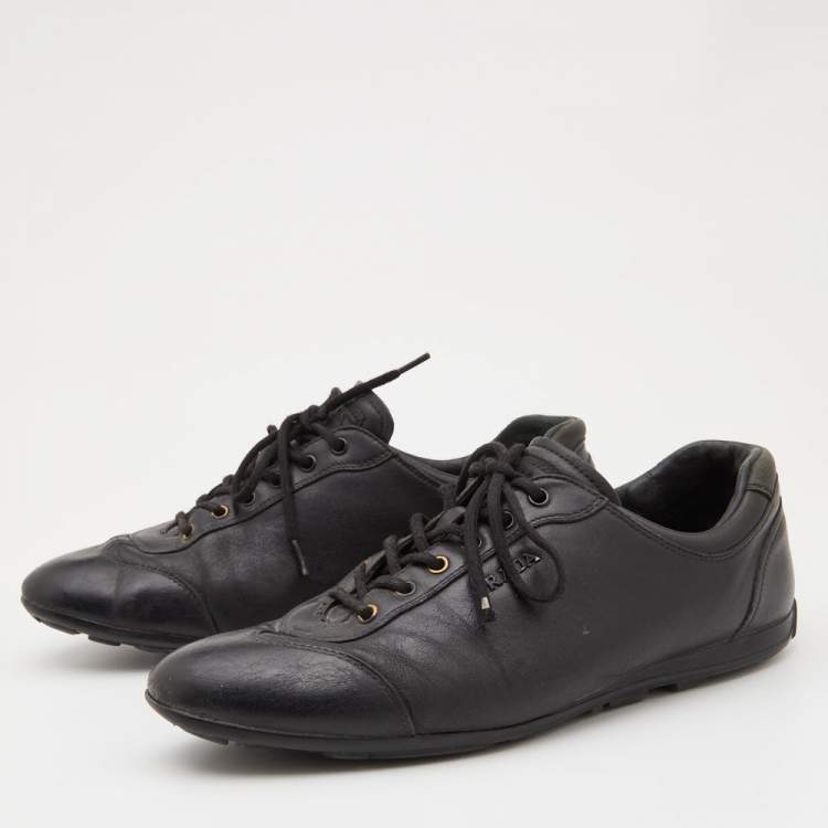 Pre Owned Prada Sport Black Leather Low Top Sneakers Size 41