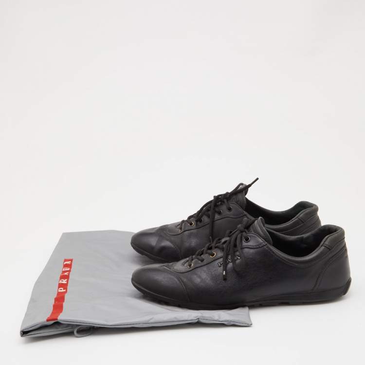 Pre Owned Prada Sport Black Leather Low Top Sneakers Size 41