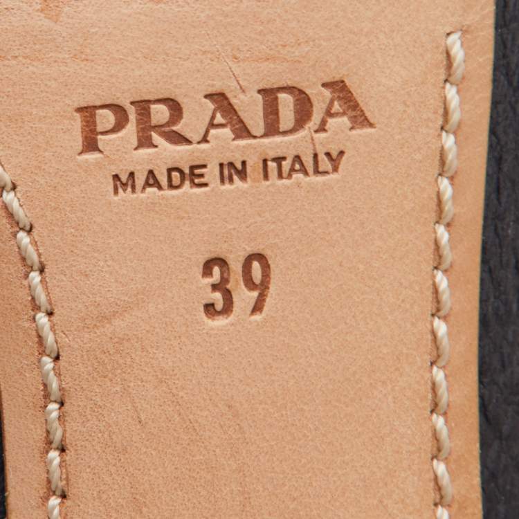 Pre Owned Prada Sport Navy Blue Leather Loafer Pumps Size 39