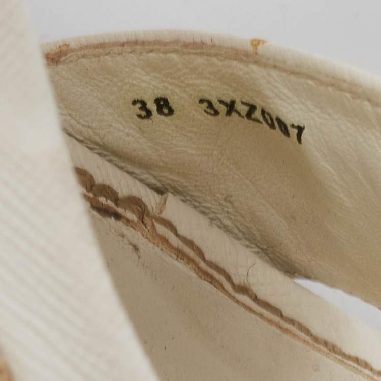 Pre Owned Prada Sport White Leather Espadrille Platform Wedge Sandals Size 38