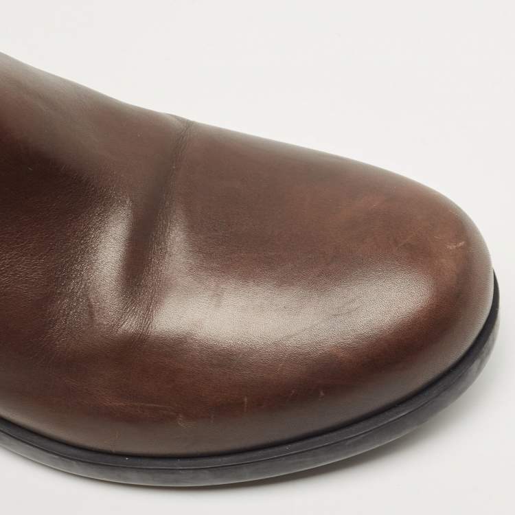 Pre Owned Prada Sport Brown Leather Ankle Boots Size 38