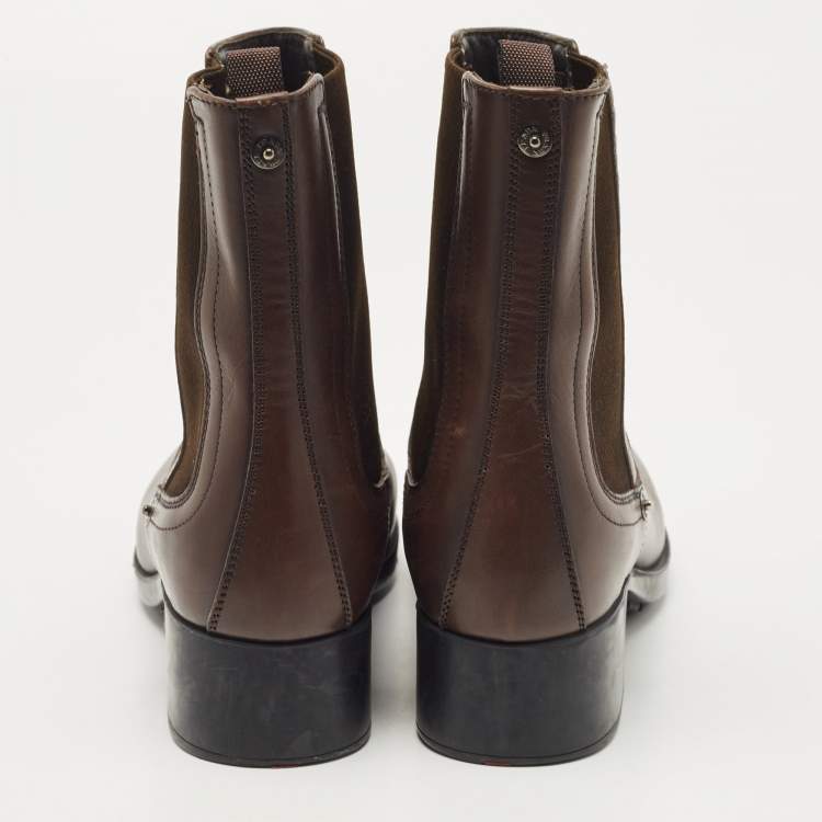 Pre Owned Prada Sport Brown Leather Ankle Boots Size 38