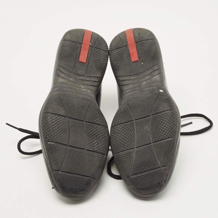 Pre Owned Prada Sport Black Leather Low Top Sneakers Size 37.5