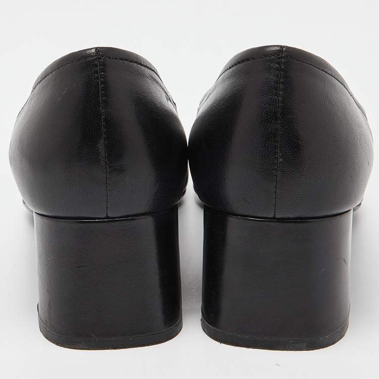 Pre Owned Prada Sport Black Leather Block Heel Pumps Size 39