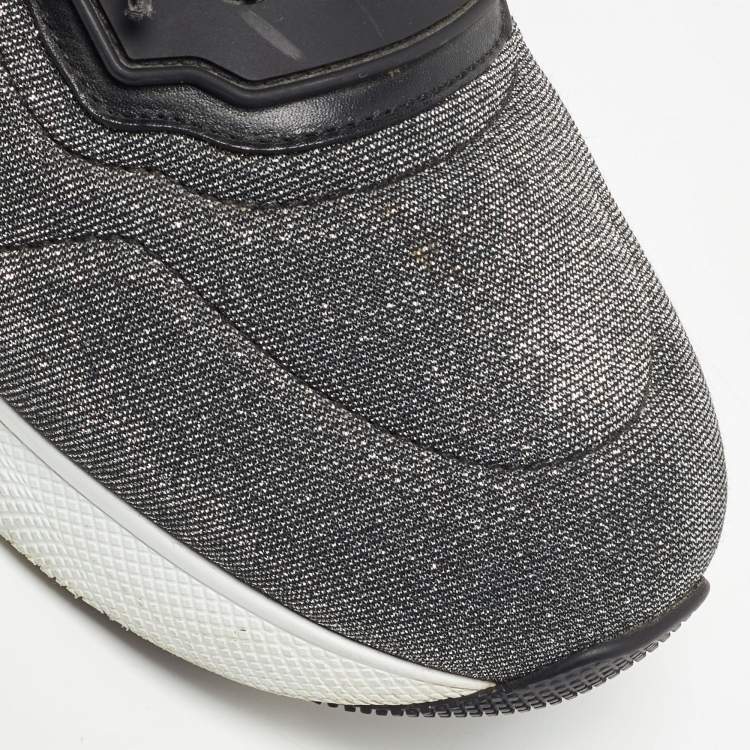 Pre Owned Prada Sport Two Tone Lurex Fabric Low Top Sneakers Size 39