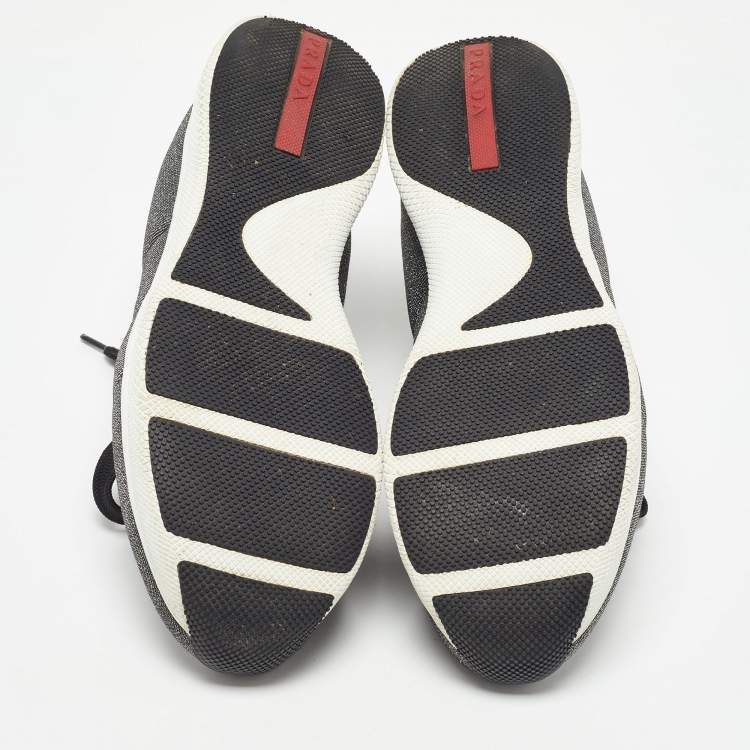 Pre Owned Prada Sport Two Tone Lurex Fabric Low Top Sneakers Size 39