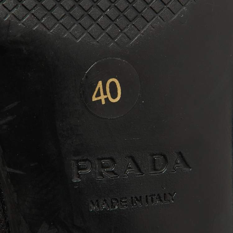 Pre Owned Prada Sport Black Leather and Patent Cap Toe Pumps Size 40