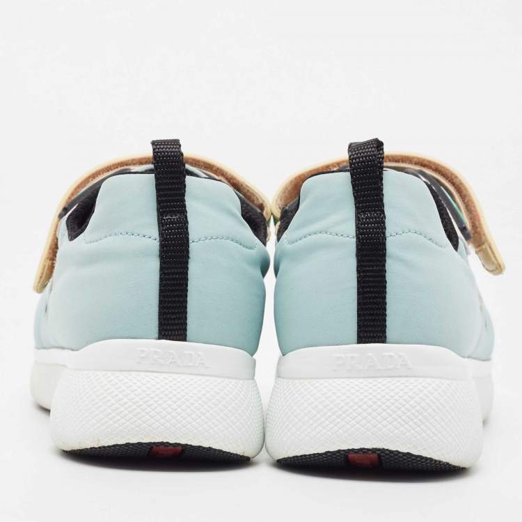 Pre Owned Prada Sport Blue Nylon Velcro Low Top Sneakers Size 37.5