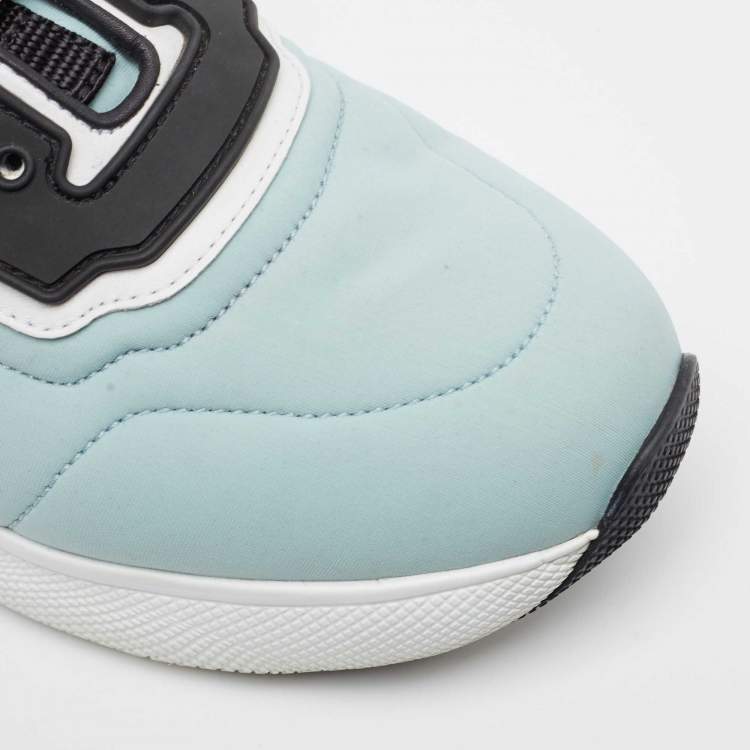 Pre Owned Prada Sport Blue Nylon Velcro Low Top Sneakers Size 37.5