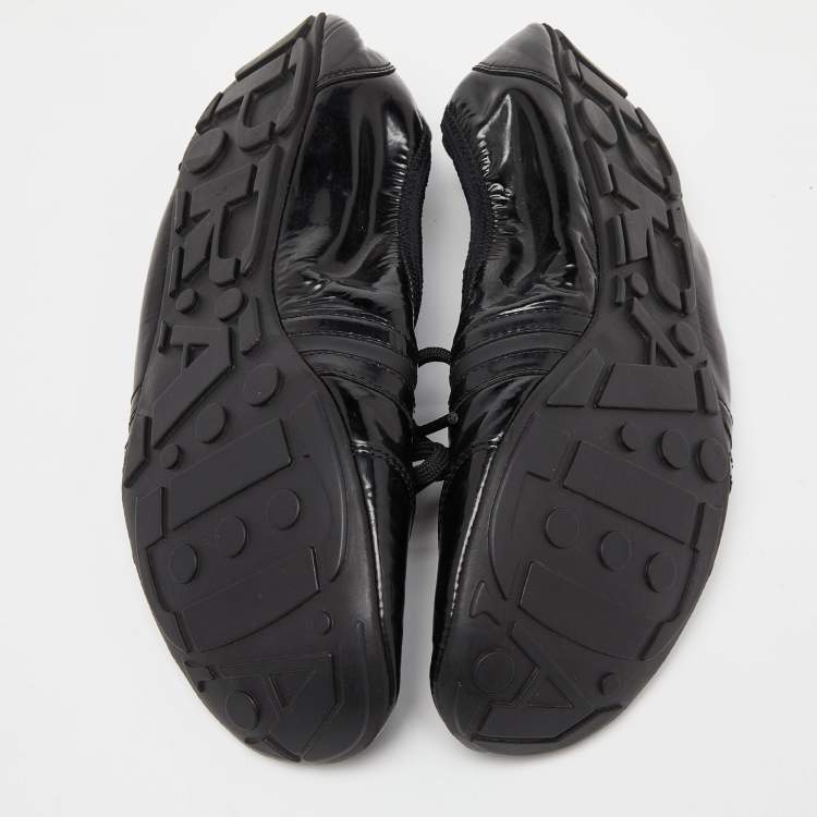 Pre Owned Prada Sport Black Patent Leather Lace-up Scrunch Ballet Flats Size 39
