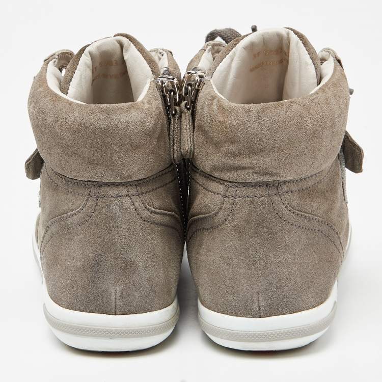 Pre Owned Prada Sport Grey Suede High Top Sneakers Size 36