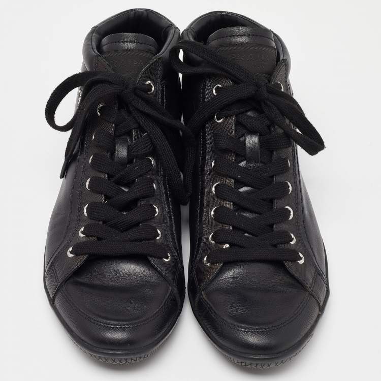Pre Owned Prada Sports Black Leather High Top Sneakers Size 39