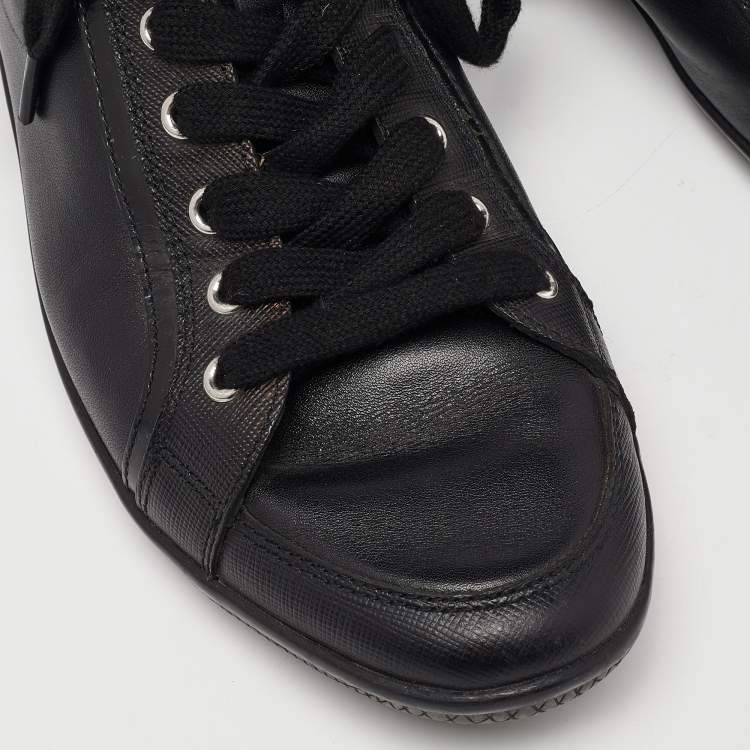 Pre Owned Prada Sports Black Leather High Top Sneakers Size 39