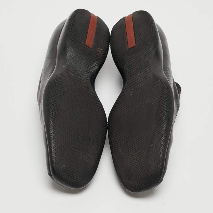 Pre Owned Prada Sport Black Leather Slip On Loafers Size 38