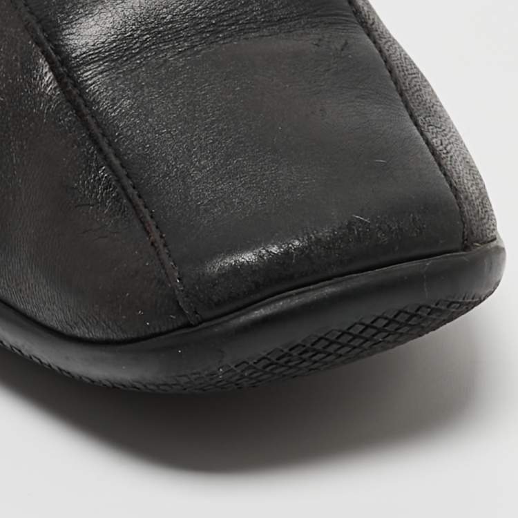 Pre Owned Prada Sport Black Leather Slip On Loafers Size 38