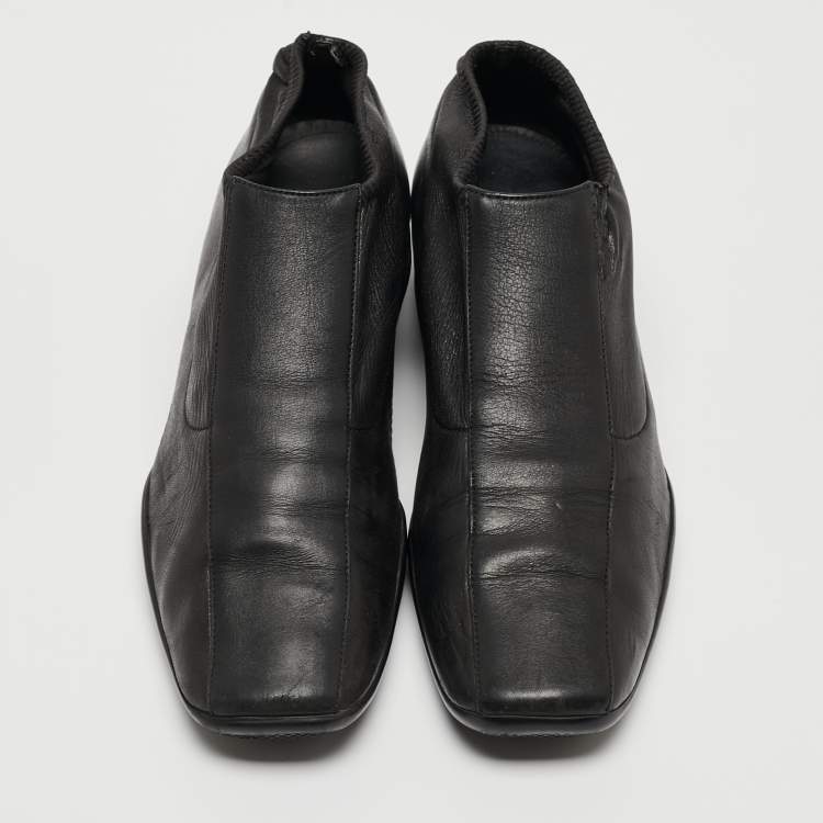 Pre Owned Prada Sport Black Leather Slip On Loafers Size 38