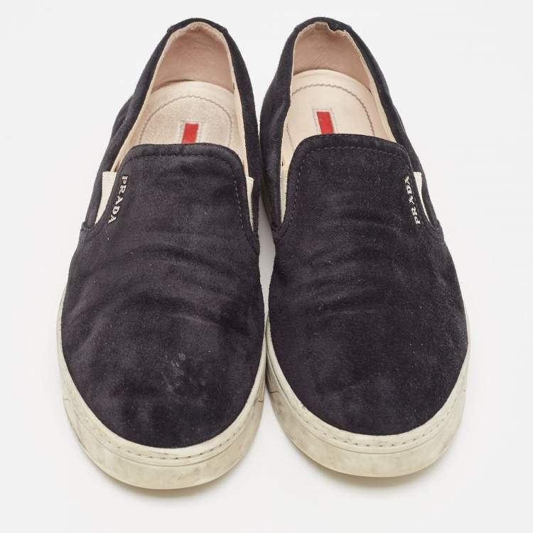 Pre Owned Prada Sport Black Suede Slip On Sneakers Size 38.5