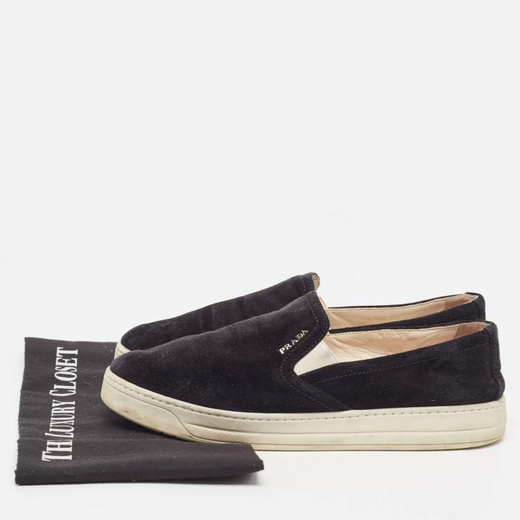 Pre Owned Prada Sport Black Suede Slip On Sneakers Size 38.5