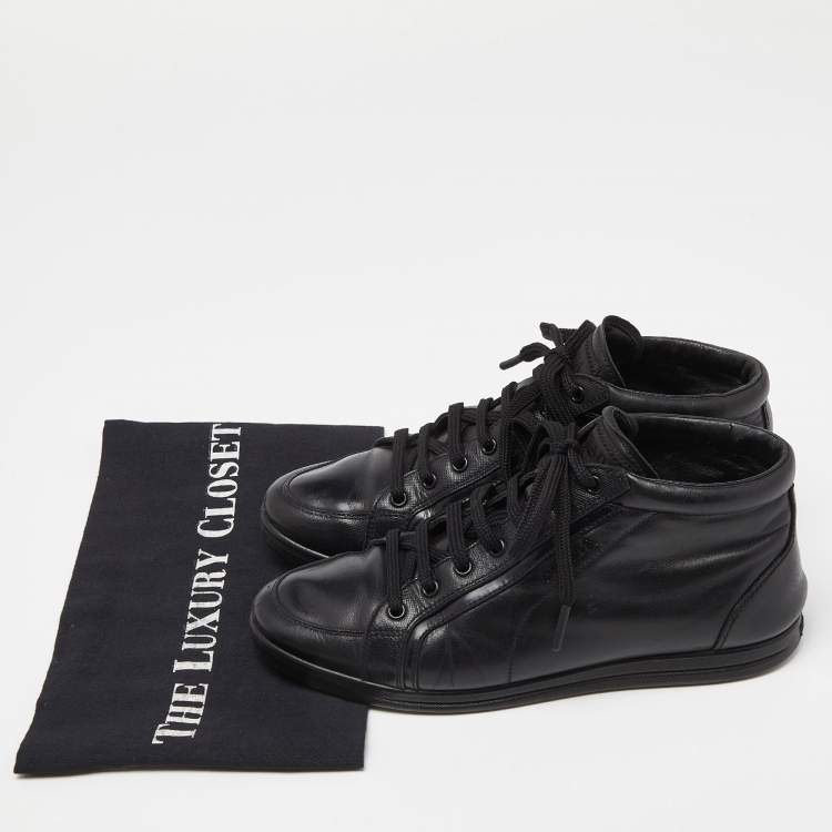 Pre Owned Prada Sports Black Leather Lace Up Sneakers Size 36
