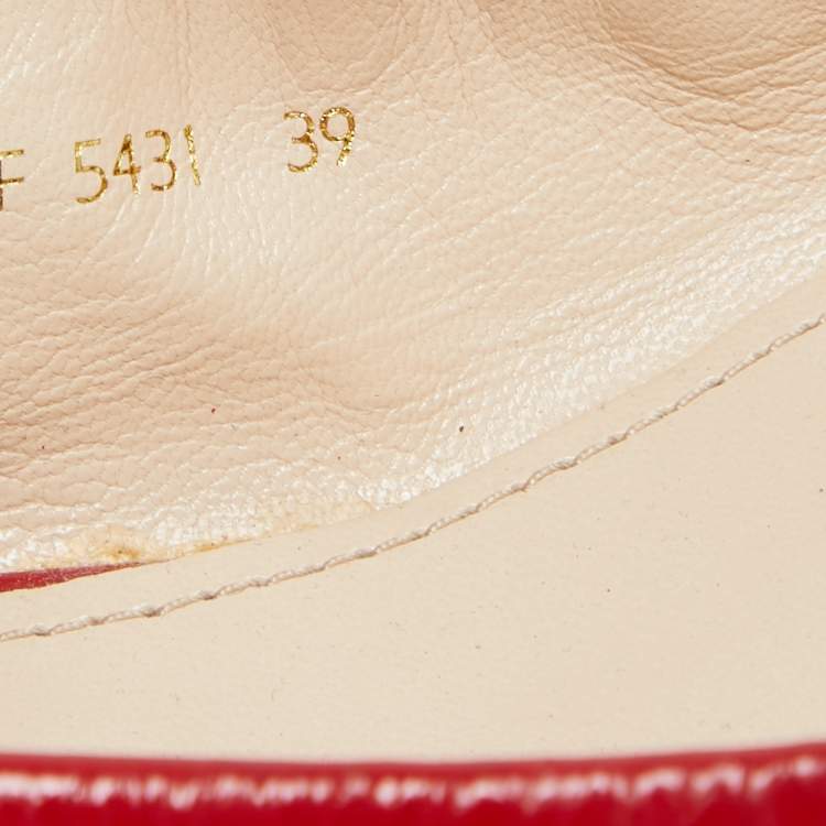 Pre Owned Prada Sport Red Patent Leather Buckle Ballet Flats Size 39