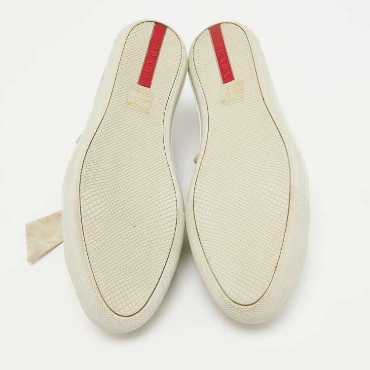 مملوكة مسبقًا Prada Sport Gold Glitter Leather Cap Toe Low Top Sneakers Size 39