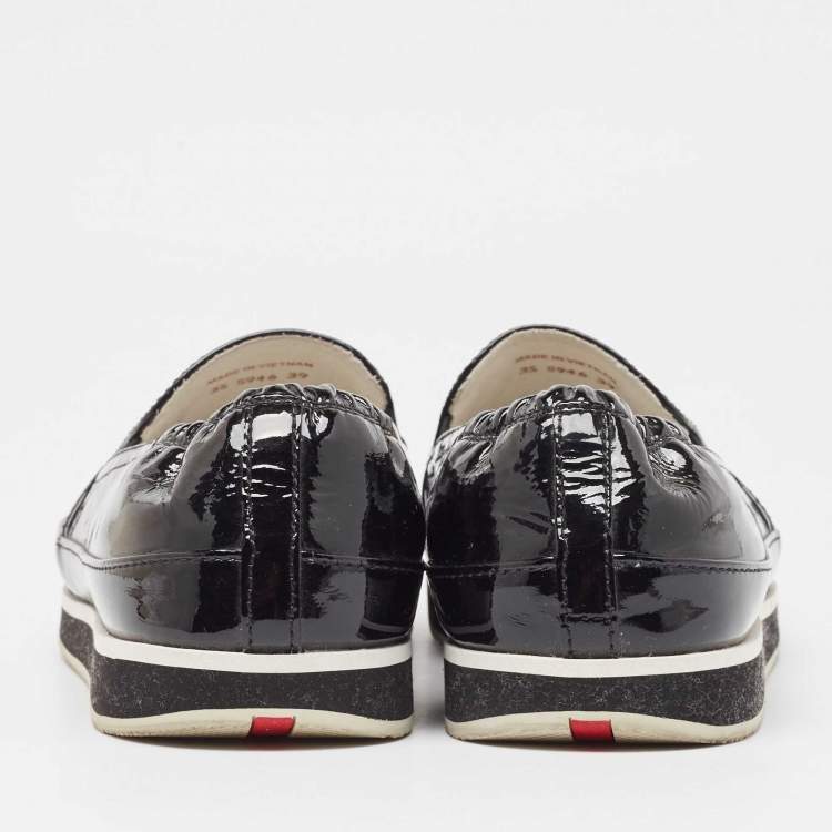 Pre Owned Prada Sport Black Patent Leather Slip On Loafers Size 39