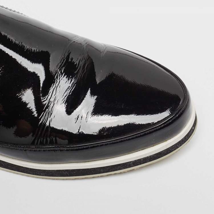 Pre Owned Prada Sport Black Patent Leather Slip On Loafers Size 39