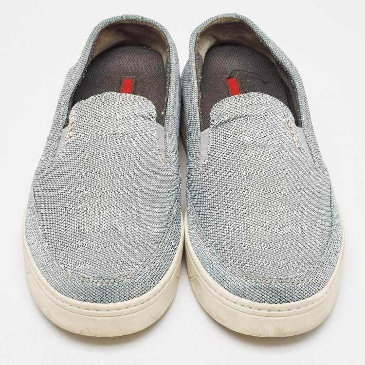 Pre Owned Prada Sport Grey Mesh Slip On Sneakers Size 37