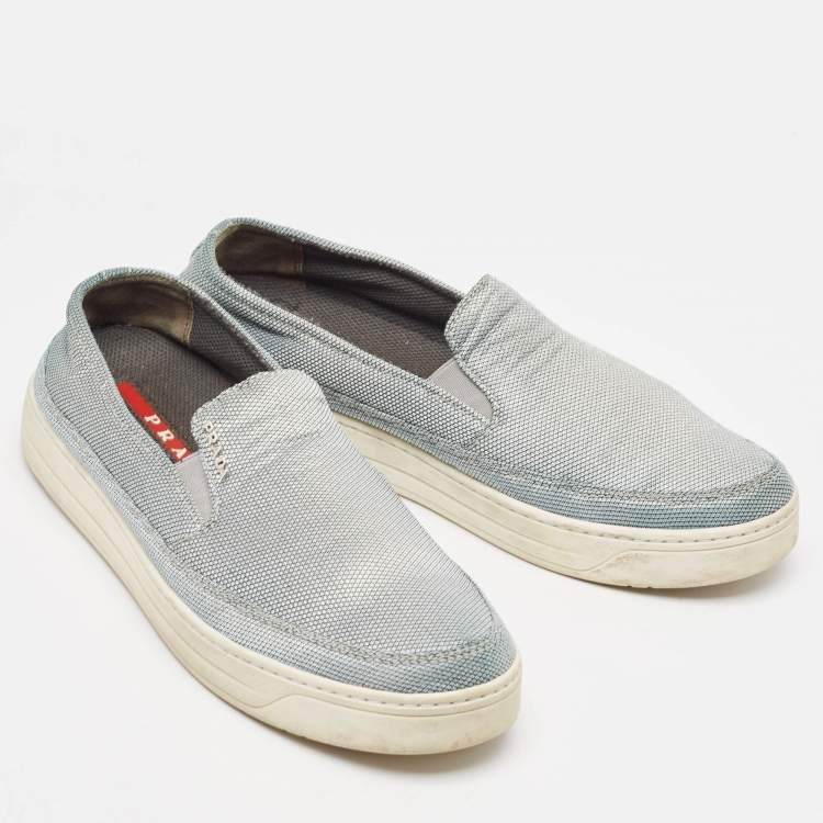 Pre Owned Prada Sport Grey Mesh Slip On Sneakers Size 37