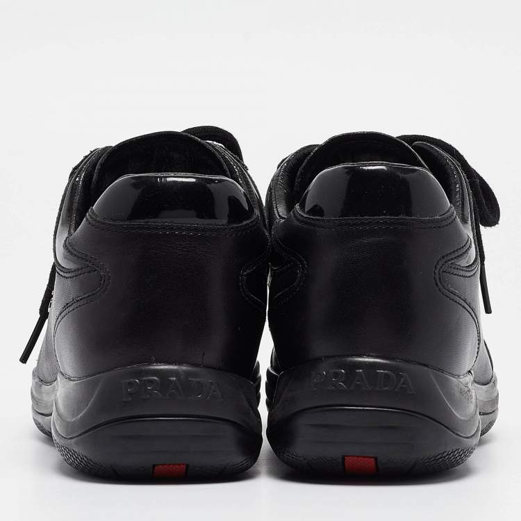 Pre Owned Prada Sport Black Leather Low Top Sneakers Size 39